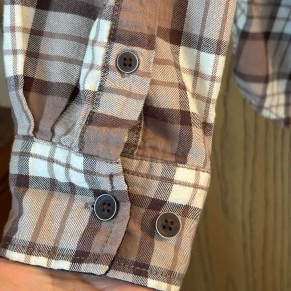 Weatherproof Vintage Label Light Brown Plaid Men's Shirt - Picture 7 of 11